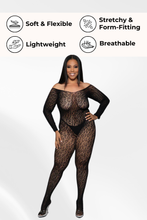 Load image into Gallery viewer, Animal Instinct Bodystocking, Sexy Leopard Netting Catsuit Bodystocking
