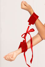 Load image into Gallery viewer, Satin Elastic Cuffs with D-Ring &amp; Ribbon Tie
