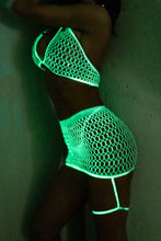Load image into Gallery viewer, Celestial Night Mesh Three piece Set with Thong
