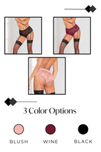 Load image into Gallery viewer, Lace and Dotted Mesh High Waist with Back Lace-up Detail and Removable Garters
