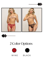 Load image into Gallery viewer, Lurex Lace Thong with Strappy Elastic Detail and Open Crotch
