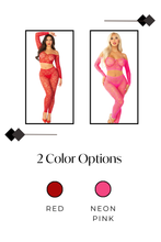 Load image into Gallery viewer, Wild Hearts Crop Top and Footless Tights, Heart Net 2-Piece Lingerie Set
