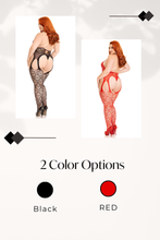 Load image into Gallery viewer, Plus Size Sweet Heart suspender bodystocking, Heart Net Cami Halter Lingerie
