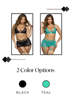 Load image into Gallery viewer, Three-Piece Lace &amp; Strappy Elastic Bra Set
