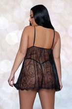 Load image into Gallery viewer, Luxurious floral lace babydoll lingerie
