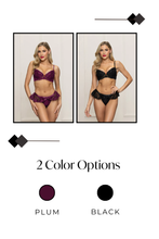 Load image into Gallery viewer, Two-Piece Embroidered Lace Bra with Skirted G-string
