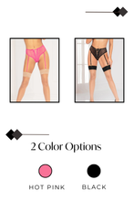 Load image into Gallery viewer, Geo Lace Thong With Front Grommet Lace-up and Removable Garters
