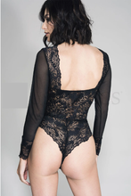 Load image into Gallery viewer, Long sleeve mesh and lace teddy
