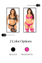 Load image into Gallery viewer, Girl Talk Bra and Panty Set, Three Piece Hearts Racing Lingerie Set
