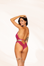 Load image into Gallery viewer, Halter teddy and separate chainmail garter belt

