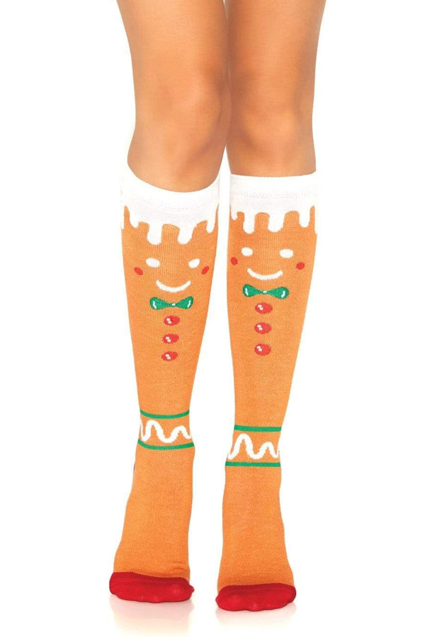 Sonia Gingerbread Man Socks, Thigh