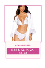 Load image into Gallery viewer, Matte satin robe, bralette, and thong set, Three piece Set
