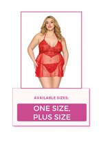 Load image into Gallery viewer, Stretch lace and dot mesh babydoll and G-string, Lace Lingerie
