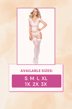 Load image into Gallery viewer, Lace Garterbelt Set with Keyhole Ribbon Back Detail
