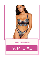 Load image into Gallery viewer, Embroidery mesh underwire bra and strappy G-string, Two Piece Lingerie Set
