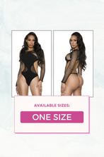 Load image into Gallery viewer, Diamond net long sleeve teddy
