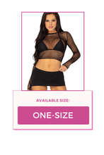 Load image into Gallery viewer, Fishnet Gloved Top, Crew Neck Crop Top
