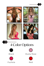 Load image into Gallery viewer, Beautiful Bow Inset Bodystocking, Sheer Lace and Fishnet Bodysuit
