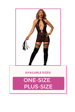 Load image into Gallery viewer, Stretch Mesh and Faux Leather Garter Slip,  Deep V-neck Lingerie Set
