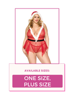 Load image into Gallery viewer, Santa-themed mesh babydoll, belt and G-string,  Faux-fur Trimmed Hood Lingerie
