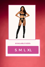 Load image into Gallery viewer, Strappy Underwire Bra, Garter Belt, and G-String with Holographic Shine
