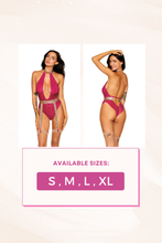 Load image into Gallery viewer, Halter teddy and separate chainmail garter belt
