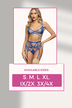 Load image into Gallery viewer, Three-Piece Lurex Lace and Mesh Bra Set
