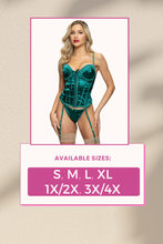 Load image into Gallery viewer, Satin bustier with Removable straps and G-string
