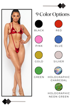 Load image into Gallery viewer, 2 Pc Ultra High String Bikini Set: Adjustable Top &amp; Glamorous Shoulder Height Bottom
