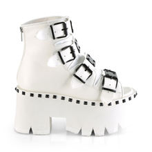 Load image into Gallery viewer, 3.5" Chunky Heel Studded Platform Bootie Sandal with Buckle Straps and Back Zip

