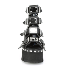Load image into Gallery viewer, 3.5" Chunky Heel Studded Platform Bootie Sandal with Buckle Straps and Back Zip
