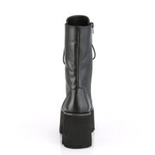 Load image into Gallery viewer, 3.5" Chunky Heel Platform Lace-Up Mid-Calf Boot with Side Zip Closure
