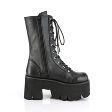 Load image into Gallery viewer, 3.5" Chunky Heel Platform Lace-Up Mid-Calf Boot with Side Zip Closure
