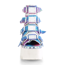 Load image into Gallery viewer, 3.5" Chunky Heel Studded Platform Bootie Sandal with Buckle Straps and Back Zip
