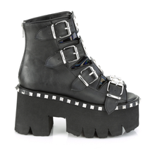 Load image into Gallery viewer, 3.5" Chunky Heel Studded Platform Bootie Sandal with Buckle Straps and Back Zip
