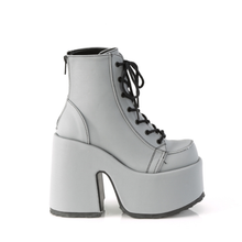 Load image into Gallery viewer, 5" Chunky Heel Platform Lace-Up Ankle Boot with Metal Back Zip Closure
