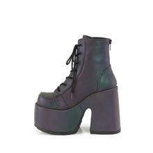 Load image into Gallery viewer, 5" Chunky Heel Platform Lace-Up Ankle Boot with Metal Back Zip Closure
