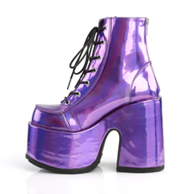 Load image into Gallery viewer, 5" Chunky Heel Platform Lace-Up Ankle Boot with Metal Back Zip Closure
