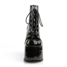 Load image into Gallery viewer, 5" Chunky Heel Platform Lace-Up Ankle Boot with Metal Back Zip Closure

