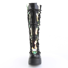 Load image into Gallery viewer, LED Light-Up Coffin Platform Wedge Lace-Up Knee-High Boot with Inner Side Zip
