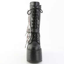 Load image into Gallery viewer, LED Light-Up Butterfly Platform Wedge Lace-Up Mid-Calf Boot with Inner Zip
