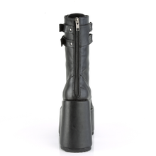 Load image into Gallery viewer, 5" Chunky Heel 3" Platform Lace-Up Mid-Calf Boots with Double Hook &amp; Loop Straps and Back Zip Closure
