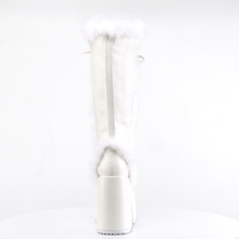 Load image into Gallery viewer, 5" Chunky Heel 3" Platform Lace-Up Knee-High Boots with Faux Fur Trim and Full Inner Side Zip
