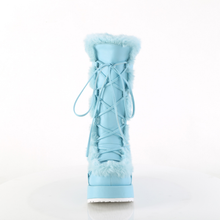 Load image into Gallery viewer, Platform Lace-Up Mid-Calf Boots with Faux Fur Trim and Full Inner Side Zip
