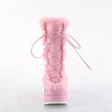 Load image into Gallery viewer, Platform Lace-Up Mid-Calf Boots with Faux Fur Trim and Full Inner Side Zip
