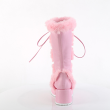 Load image into Gallery viewer, Platform Lace-Up Mid-Calf Boots with Faux Fur Trim and Full Inner Side Zip
