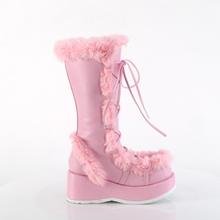 Load image into Gallery viewer, Platform Lace-Up Mid-Calf Boots with Faux Fur Trim and Full Inner Side Zip
