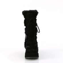 Load image into Gallery viewer, Platform Lace-Up Mid-Calf Boots with Faux Fur Trim and Full Inner Side Zip
