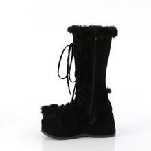 Load image into Gallery viewer, Platform Lace-Up Mid-Calf Boots with Faux Fur Trim and Full Inner Side Zip
