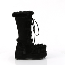 Load image into Gallery viewer, Platform Lace-Up Mid-Calf Boots with Faux Fur Trim and Full Inner Side Zip
